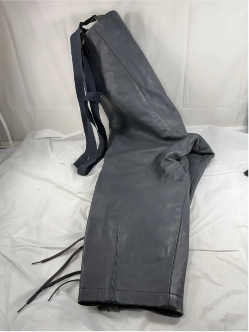1979 West German Bundeswehr Gray Leather Motorcycle Trousers Beckumer Lederwerk